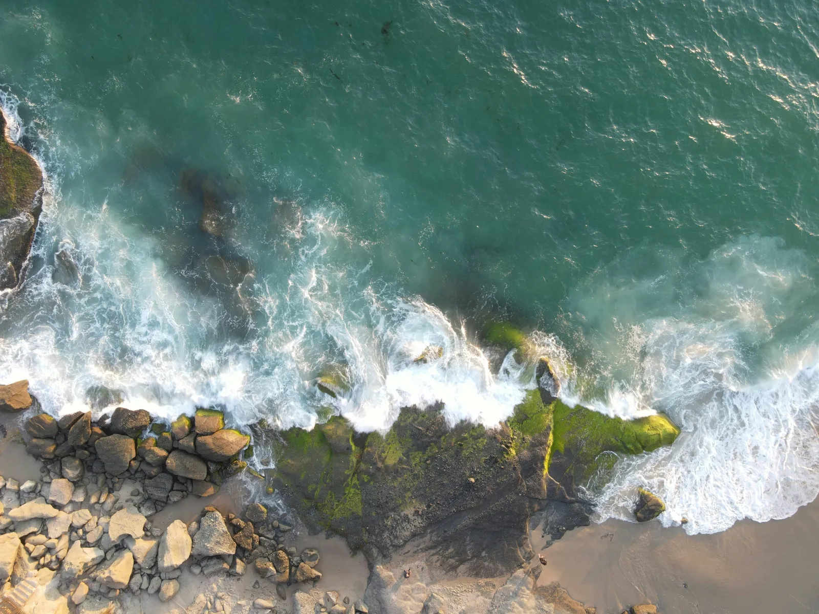 Bird's eye view of coastal town